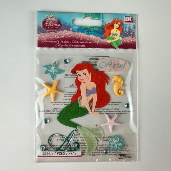 Disney EK Success Dimensional Stickers Ariel 12 Pcs - Picture 1 of 2